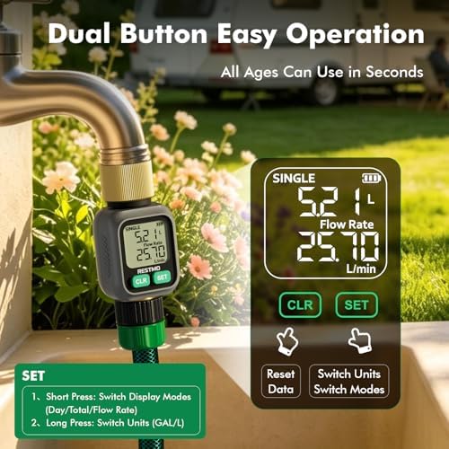RESTMO Water Flow Meter with Dual Zone Display Screen, Brass Water Meter - Image 5