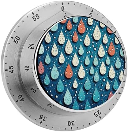 Water Drops Dots Kitchen Timers for Cooking Chef Cooking Timer Clock 60-Minute Visual Timers Indoor Mechanical Accurate Countdown Timer No Batteries Required - Magnetic Backing by Unknown
