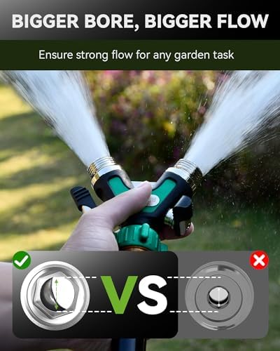RAINPOINT Garden Hose Splitter 2 Way, All Metal Heavy Duty Water Hose Y Splitter With 2.05" Extra Long Side Handle & Shut Off Valves, 3/4 Inch GHT Thread Connector For Spigot Faucet (Dark Green,2) - Image 5