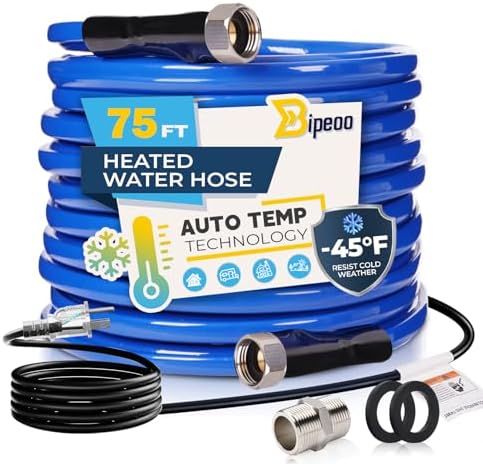 75FT Heated Water Hose for Rv,Heated Water Hose Antifreeze to -45°F,Great Rv Accessories for Campers,Livestock,Agriculture,Lead and BPA Free by Bipeoo