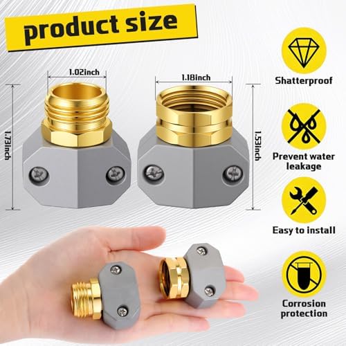 48 Pcs Garden Hose Repair Connector with Clamps, Male and Female - Image 2