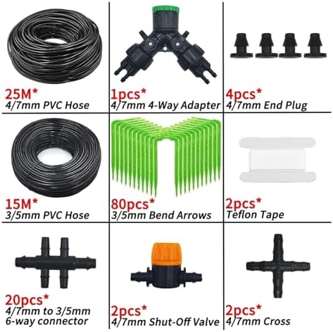 Garden Supplies Garden 4/7mm to 3/5mm Hose Automatic Watering Drip Irrigation System Kit Elbow Emitter Potted Plant Home Bonsai Nozzle(KIT001-25M) - Image 2