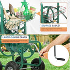 FDW Garden Hose Reel Cart, Water Hose Cart with 4 Wheels, Hold Up to 300 ft of 5/8’’ Hose，Heavy Duty Powder-Coated Steel Planting with Storage Basket, for Garden, Yard and Lawn - Image 4