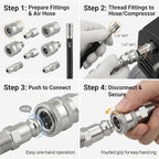 1/4'' Quick Connect Coupler Fittings Stainless Steel Adapter Set for Pressure Washer NPT Male and Female Thread Kit, 16 Pieces adapters - Image 4