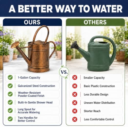Gardenised 1-Gallon Steel Watering Can with Precision Long Spout for Controlled and Shower Watering Ideal for Indoor & Outdoor Plants Flowers & Houseplants, Copper - Image 3