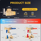 Tankless Water Heater Service Valve Kit, 3/4 Inch IPS Isolator Set with Pressure Relief Valve, Hot & Cold Shut-Off Valves, Lead-Free Premium Brass, Compatible with Rheem, Rinnai, Navien - Image 2