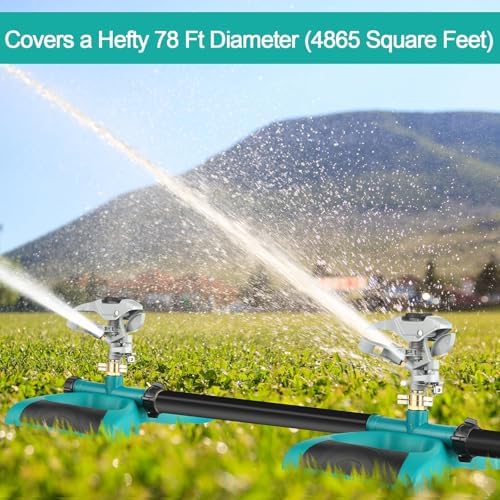 Jingmore Lawn Impact Sprinkler Heavy Duty Rotating Adjustable Pulsating Water Sprinkler Head with Metal Base, Adjustable Spraying Area and Distance for Garden Lawn Yard Irrigation (Blue,2 Packs) - Image 6