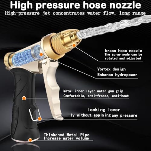 Garden Hose Nozzle, Heavy Duty Metal Spray Nozzle, 100% Full Brass Nozzle High Pressure Water Hose Nozzles with Adjustable Spray Patterns for Garden Watering, Car Washing & Pet Bathing - Image 5