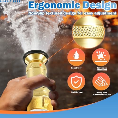 Happy Tree 1-1/2" NST/NH Fire Hose Nozzle 100 psi 85 gpm Brass Fire Equipment Heavy Duty Industrial Jet Fog Spray Nozzle Slim Neck - Image 5
