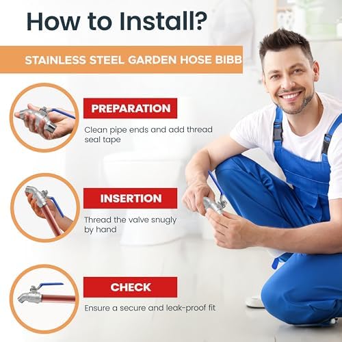 CMI Inc - 3/4 Inch 304 Stainless Steel Hose Bibb, Outdoor Garden Faucet/Spigot Valve, Male × Male Hose Thread, Lead-Free, Rust-Resistant, High-Flow Water Shut-Off for Patio and Plumbing - 2 Pack - Image 6