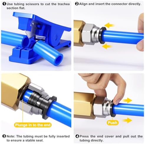 TAILONZ PNEUMATIC 1/4"3/8"1/2"1/8" Blue Straight and Elbow Push to Connect Fittings Air Hose Fittings,Suitable for Nylon/PU Tube Air Tube and Other Connection Kits 68PCS - Image 5