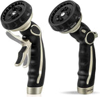 RESTMO Hose Nozzle with Easy Self-Lock Trigger, Heavy Duty Metal Water Hose Sprayer with 9 Spray Patterns and On/Off Valve, High Pressure | Thumb Flow Control, Ideal for Outdoor Lawn & Plant Watering, by Restmo