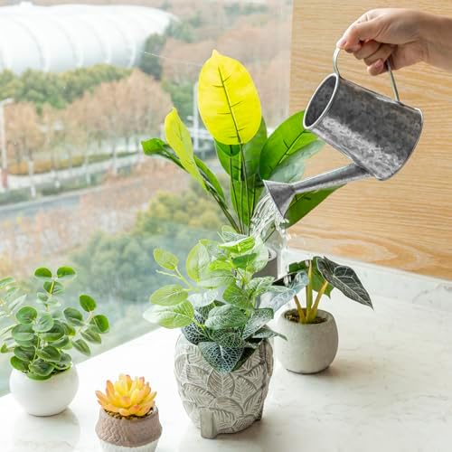 MyGift 5 Inch Mini Rustic Galvanized Metal Decorative Vase in Vintage Style Watering Can Design for Dried Flowers and Artificial Plants - Handcrafted in India (Pack of 2) - Image 5