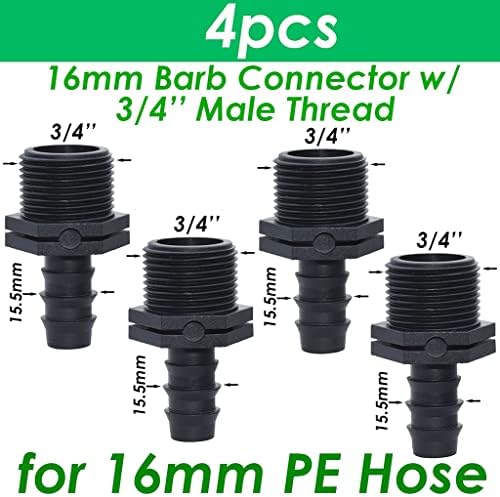 Garden 4PCS Thread Connector to Barb, PE Hose Adapter Drip Irrigation Watering System (Color : SPL11-224-16MM-4PCS) - Image 2