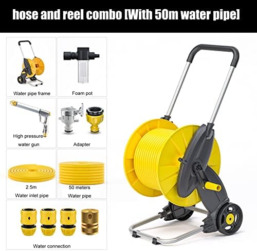 Garden Portable Hose Reel Cart with Wheels, Includes Heavy-Duty Hoses &Storage Shelf and Nozzles, Outdoor Water Pipe Retractable Garden Hose Holder, for Gardening Car Cleaning Watering - Image 2