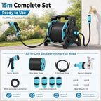 100FT Retractable Garden Hose Reel With Wall Mounted Bracket, Auto Rewind & Any-Length Lock,10-Pattern Spray Nozzle For Car Wash & Garden, Anti-Kink Weather-Resistant Pipe15M - Image 3