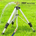 Sprinklers for Yard on Tripod, 2 Pack Heavy Duty 360 Degree Impact Lawn Sprinklers for Yard and Gardens, Adjustable Base with Sprinkler Head Nozzle and 3/4" NH Inlet Hose Connection - Image 2