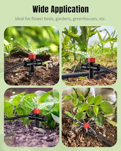 Pawfly 60 Pcs Push-to-Fit Drip Irrigation Emitters for 1/4 Inch Tubing with Stake & End Plugs, Two-Way Connection Irrigation Drippers, 8-Stream Sprinklers Drip Emitters with Adjustable Water Flow - Image 6