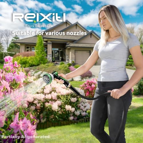 Relxitl Garden Hose 75ft, Flexible Water Hose with 10 Function Hose Nozzle, Lightweight, Tangle Free, Rust Proof for Yard, Watering(Blue) - Image 6