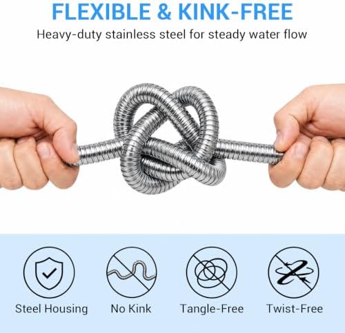 100 FT Stainless Steel Garden Hose, Heavy-Duty Water Hose with Adjustable Brass Nozzle, No Kink & Leak-Resistant, Lightweight Flexible Hose for Lawn, Yard Watering, RV & Car Washing - Image 3
