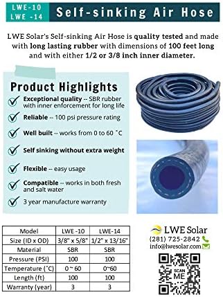 Self Sinking Weighted Air Hose - 3/8" Inch ID SBR Rubber - 100 Feet - Image 5
