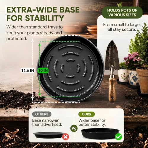 10 Pack Plant Trays 10 inch Heavy Duty Plant Saucers for Indoor Outdoor Use - Image 2