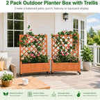 2 Trellis Raised Garden Bed with Wheels, Lattice Privacy Screen - Image 3