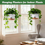 13-inch Oversized Hanging Planter Set of Two,Planters for Indoor and Outdoor Plants.Place Plant pots Across Diverse Settings Including windowsills,Living Room,and Gardens.White-Brown - Image 4