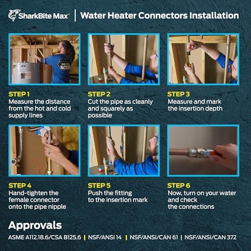 SharkBite Max 1/2 Inch Ball Valve x 3/4 Inch FIP x 18 Inch Stainless Steel Braided Flexible Water Heater Connector, Brass Plumbing Fitting, PEX Pipe, Copper, CPVC, PE-RT, HDPE, UR3068FX18BV - Image 6