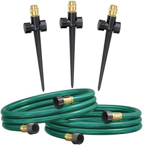 FANHAO Above Ground Irrigation Garden Sprinkler System, Metal Adjustable Garden Sprinkler Set, 360 Degree Large Area Coverage Irrigation Kit for Lawn, Patio, Flower Bed & Garden by FANHAO