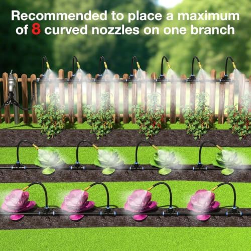 Raised Bed Irrigation Set with 1/4 Inch Tubing, Flexible Nozzle Tubes and Fittings for Home Yard Watering Layouts Drip Watering Set Irrigation Hose Garden Mist Adjustable Nozzle Fast Fit Tubing - Image 5