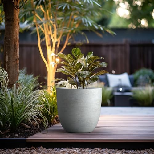 Kante Large Round Bowl Pale Gray Concrete Planter 18" Dia, Outdoor - Image 3