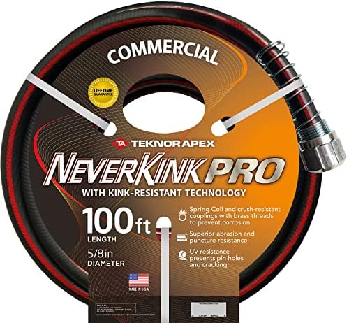 Neverkink Pro 5/8" x 100' Commercial Duty Durable Kink Free Garden Hose by TeknorApex