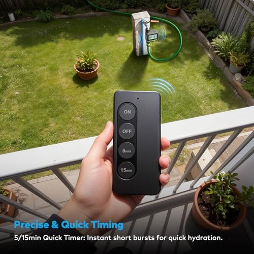 NexusLab Sprinkler Timer with Remote Control, 4-Program Automatic Hose Watering Controller for Garden, Lawn and Greenhouse, Rain Delay, Manual Watering, Child Lock, IP65 Outdoor Design - Image 2