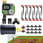 Drip Irrigation Kit Automatic Watering System with Water Timer 64FT 1/4 Tubing and 12 Rain Spray Watering Nozzles in 4 Directions for Potted Plants Yard Lawn Juvenile Plants Greenhouse Mist by FesmTek