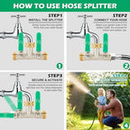Love Is War 2 Way Garden Hose Splitter, 3/4" GHT Thread Brass Faucet Splitter with Long Easy-Turn Handles, Outdoor Water Connector for Lawn Irrigation - Image 5