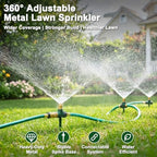 FANHAO 3-Pack Heavy-Duty Metal Lawn Sprinkler for Yard, 360° Adjustable Garden Water Sprinkler with Spike Base, Large Area Irrigation System for Lawn, Grass, Patio & Backyard - Image 2