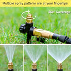 3-Nozzle Adjustable Metal Garden Sprinkler. 360° Rotary Design for Wide-Range Even Watering, Yards and Flower beds. Spike Base ensures Stable Placement, Easy to Install and Adjust.(Total 10m/32.8FT) - Image 6