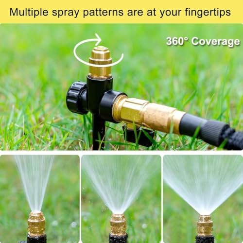 3-Nozzle Adjustable Metal Garden Sprinkler. 360° Rotary Design for Wide-Range Even Watering, Yards and Flower beds. Spike Base ensures Stable Placement, Easy to Install and Adjust.(Total 10m/32.8FT) - Image 6