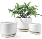 LE TAUCI Ceramic Pots for Plants, 4.3+5.3+6.8 Inch, Set of 3, White by LETAUCI