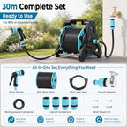 Wall-Mounted Garden Hose Reel, 100ft Retractable Water Pipe with 10-Pattern Spray Nozzle, Heavy-Duty PVC Resist-Kink Hose for Lawn, Car Wash, Gardening, All-in-One Kit 30m - Image 3