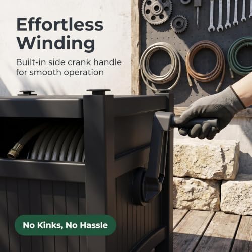 Durable Resin Garden Hose Reel, Gray, 100ft - Image 3