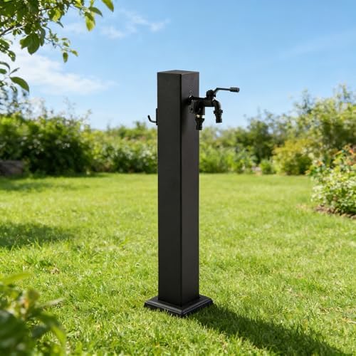 304 Stainless Steel Freestanding Garden Water Column with Faucet, Durable Outdoor Hose Stand, Antifreeze Design for Backyard, Farm & Pasture (Black, 60cm/23.6in) by Unknown