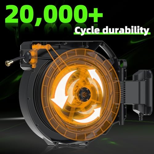 Retractable Garden Hose Reel 1/2 in x130 ft， Wall Mounted Hose Reel - Image 3