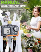 RAINPOINT 2 Zone Sprinkler Timer with Brass Inlet and Outlet - Water Timer for Garden Hose with Rain Delay/Manual Watering/Automatic Irrigation Controller for Yard(Orange) - Image 5