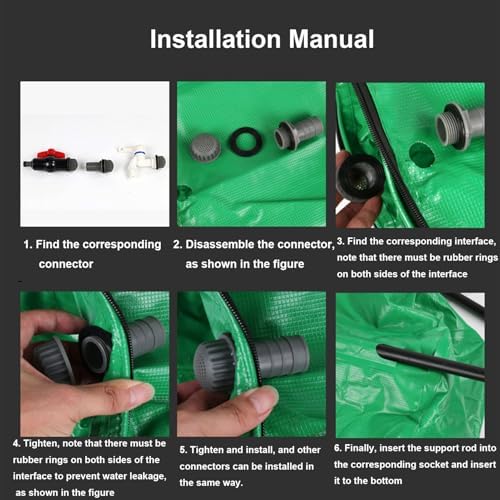 Rain Water Collection Barrel Portable Large Capacity Rain Barrel, Rain Water Storage Barrel with Filter Two Spigots and Overflow Kit for Watering Car Washing Gardening(Black,50 * 90cm) - Image 5