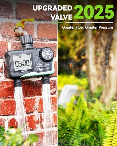 Automatic 2 Zone Watering Timer & 10ft Leader Hose Bundle | Sprinkler Timer for Drip Irrigation, Sprinklers, Potted Plants | Easy Setup, Leak-Proof, Lightweight - Image 2