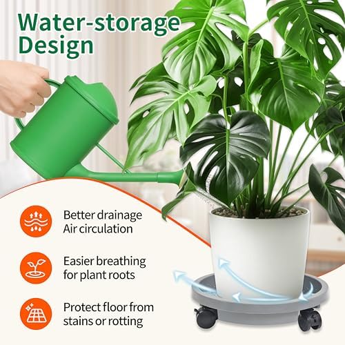 ORIMERC 3 Pack Plant Caddy with Wheels Heavy Duty 14 inch Plant Saucer Self-Watering Design, Movable Wheeled Round Planter Stand Coaster Trolley, Flower Pot Dolly on Rolling Caster Indoor Outdoor - Image 6