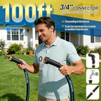 Flexible Garden Hose 100 FT NON-EXPANDABLE, Lightweight Kink-free Hybrid Outdoor Hose Pipe with Leakproof Connectors, Durable Heavy Duty Water Hose for Outside Watering, House Cleaning - Image 5