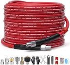 Sewer Jetter Kit for Pressure Washer – 50ft Water Jet Drain Cleaning Hose 5800PSI 1/4 Inch NPT Corner with Sewer Cleaning Tool High Pressure Nozzles and Spanner Waterproof Tape by TUTULUCK